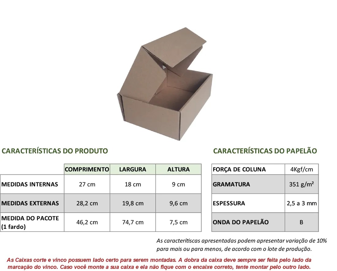 Caixa de Papelão – 27 × 18 × 9 cm – 27 unidades - Imagem 6