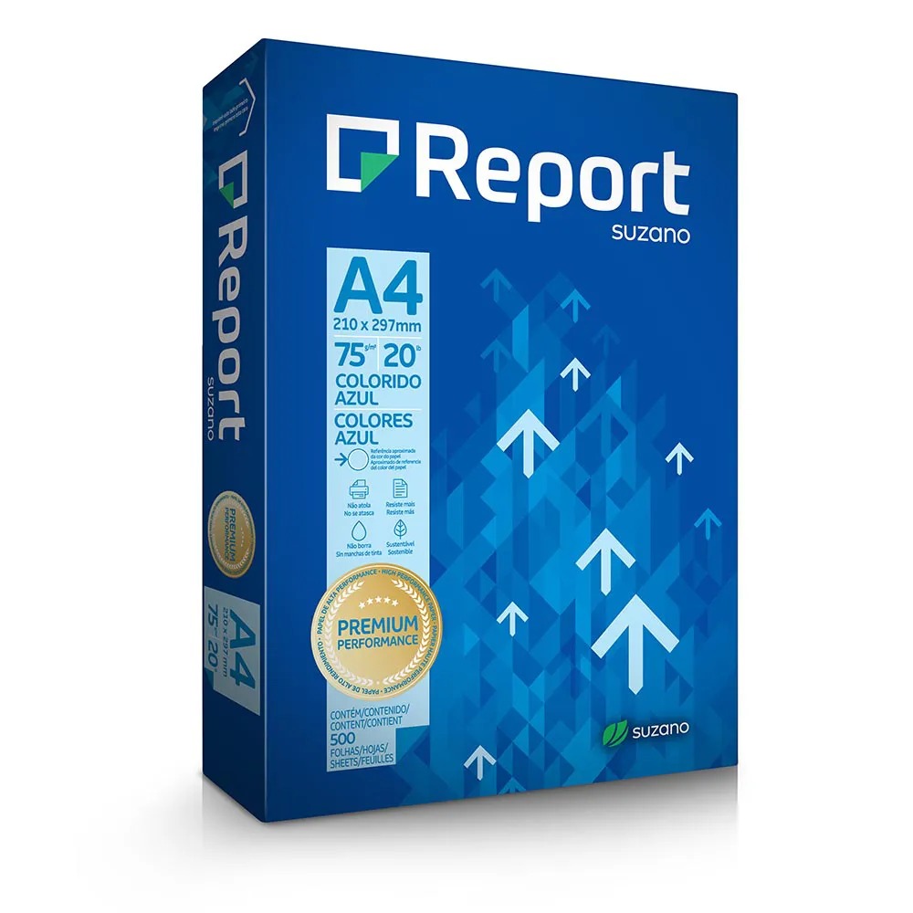 Papel Sulfite A4 75 g Report – Caixa com 10 pacotes – 500 folhas por pacote
